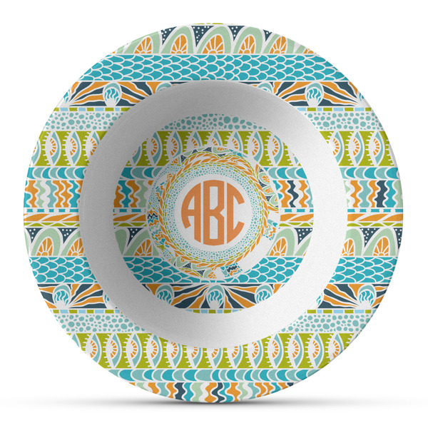 Custom Teal Ribbons & Labels Plastic Bowl - Microwave Safe - Composite Polymer (Personalized)
