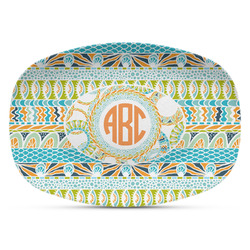 Teal Ribbons & Labels Plastic Platter - Microwave & Oven Safe Composite Polymer (Personalized)