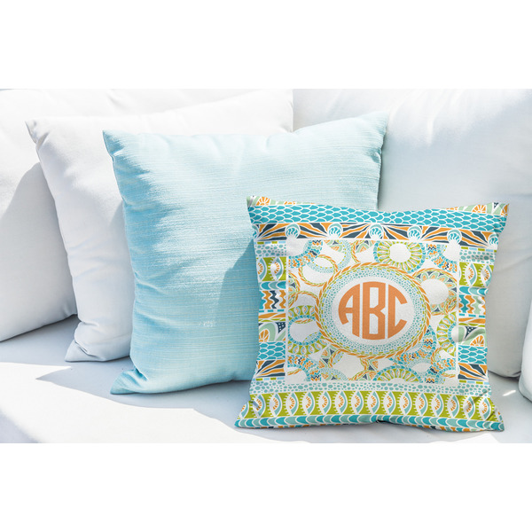Teal Ribbons & Labels Decorative Pillow Case - LIFESTYLE 2