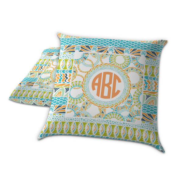 Teal Ribbons & Labels Decorative Pillow Case - TWO