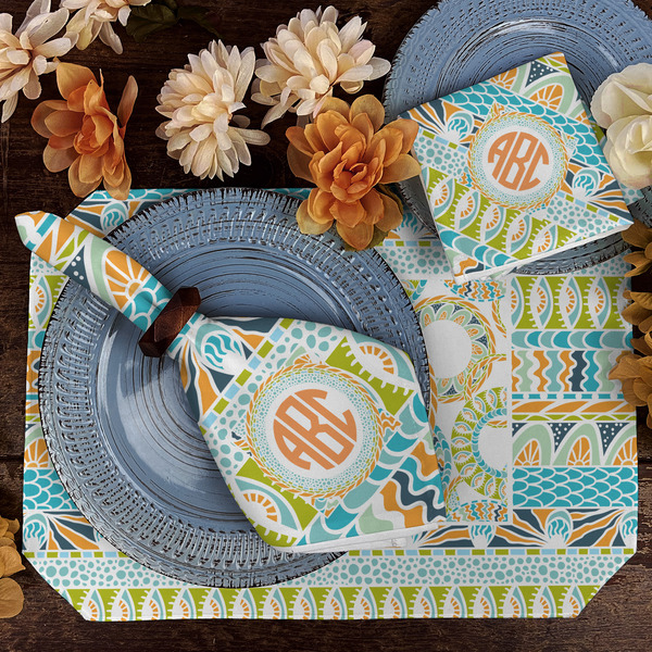Teal Ribbons & Labels Dining Set