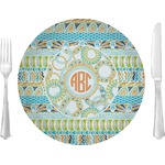 Teal Ribbons & Labels Glass Lunch / Dinner Plate 10" (Personalized)
