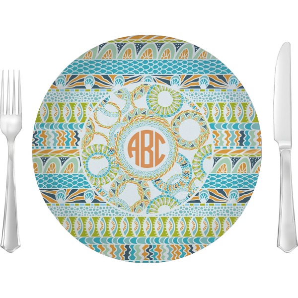 Custom Teal Ribbons & Labels Glass Lunch / Dinner Plate 10" (Personalized)