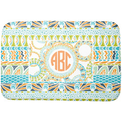 Teal Ribbons & Labels Dish Drying Mat w/ Monogram