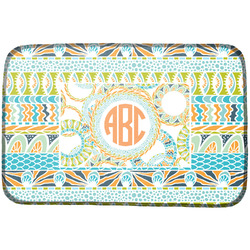Teal Ribbons & Labels Dish Drying Mat w/ Monogram