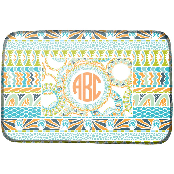 Custom Teal Ribbons & Labels Dish Drying Mat w/ Monogram
