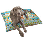 Teal Ribbons & Labels Dog Bed - Large w/ Monogram