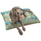 Teal Ribbons & Labels Dog Bed - Large w/ Monogram