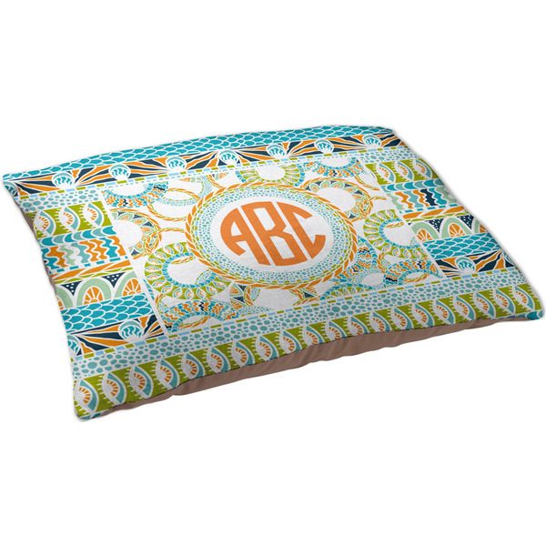 Teal Ribbons & Labels Dog Bed - Large