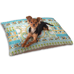 Teal Ribbons & Labels Dog Bed - Small w/ Monogram