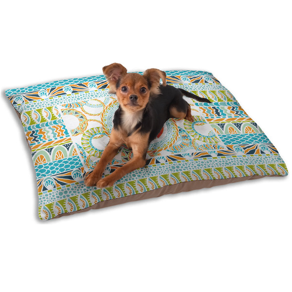Teal Ribbons & Labels Dog Bed - Small LIFESTYLE
