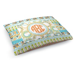 Teal Ribbons & Labels Dog Bed - Medium w/ Monogram