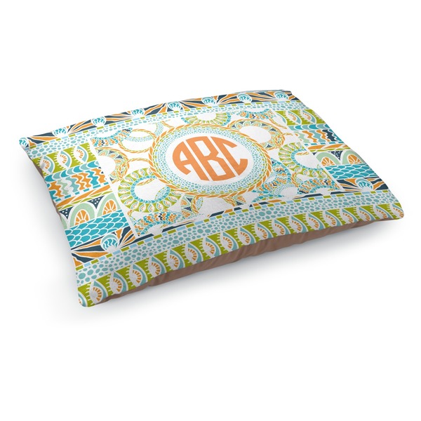 Custom Teal Ribbons & Labels Dog Bed - Medium w/ Monogram