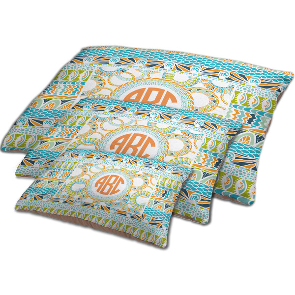 Teal Ribbons & Labels Dog Beds - MAIN (sm, med, lrg)