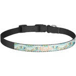 Teal Ribbons & Labels Dog Collar - Large (Personalized)