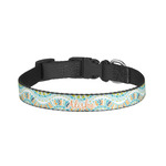 Teal Ribbons & Labels Dog Collar - Large (Personalized)