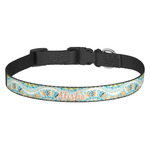 Teal Ribbons & Labels Dog Collar - Medium (Personalized)