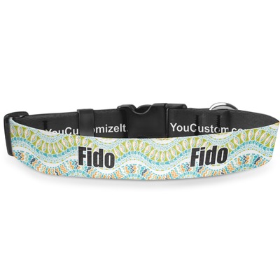 Teal Ribbons & Labels Deluxe Dog Collar (Personalized)