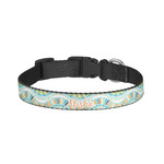 Teal Ribbons & Labels Dog Collar - Small (Personalized)