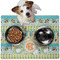 Teal Ribbons & Labels Dog Food Mat - Medium LIFESTYLE