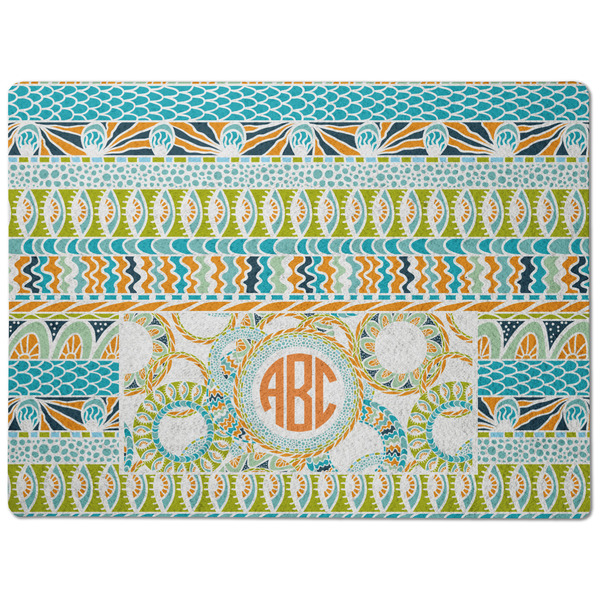 Teal Ribbons & Labels Dog Food Mat - Medium without bowls