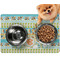 Teal Ribbons & Labels Dog Food Mat - Small LIFESTYLE