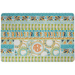 Teal Ribbons & Labels Dog Food Mat w/ Monogram
