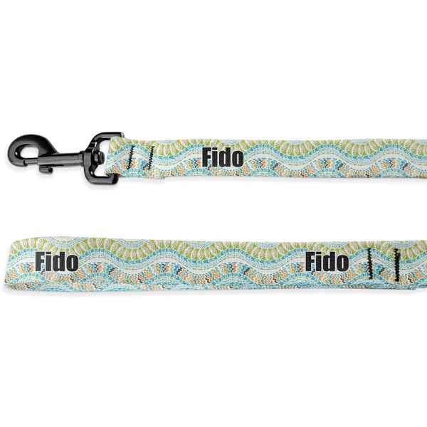 Custom Teal Ribbons & Labels Deluxe Dog Leash (Personalized)