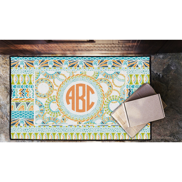 Teal Ribbons & Labels Door Mat - LIFESTYLE (Lrg)