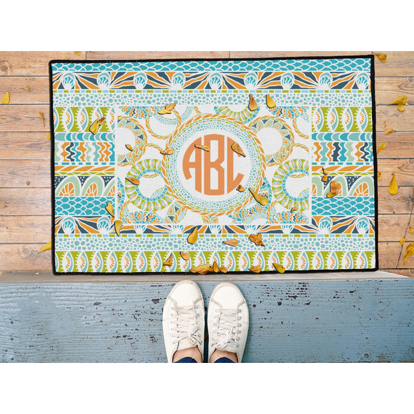Teal Ribbons & Labels Door Mat - LIFESTYLE (Med)