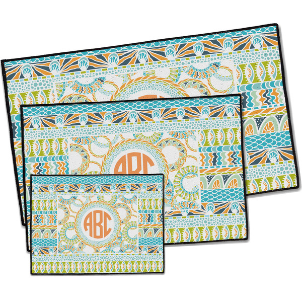 Teal Ribbons & Labels Door Mats - PARENT MAIN