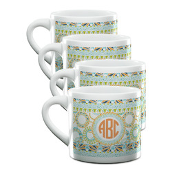 Teal Ribbons & Labels Double Shot Espresso Cups - Set of 4 (Personalized)