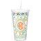Teal Ribbons & Labels Double Wall Tumbler with Straw (Personalized)