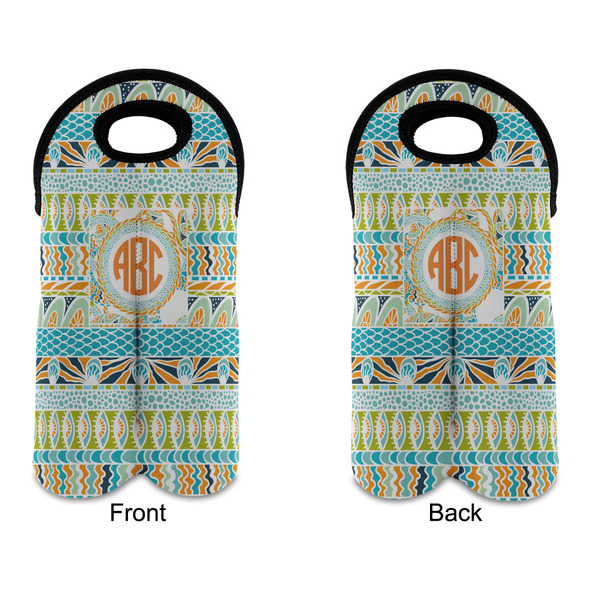 Teal Ribbons & Labels Double Wine Tote - APPROVAL (new)