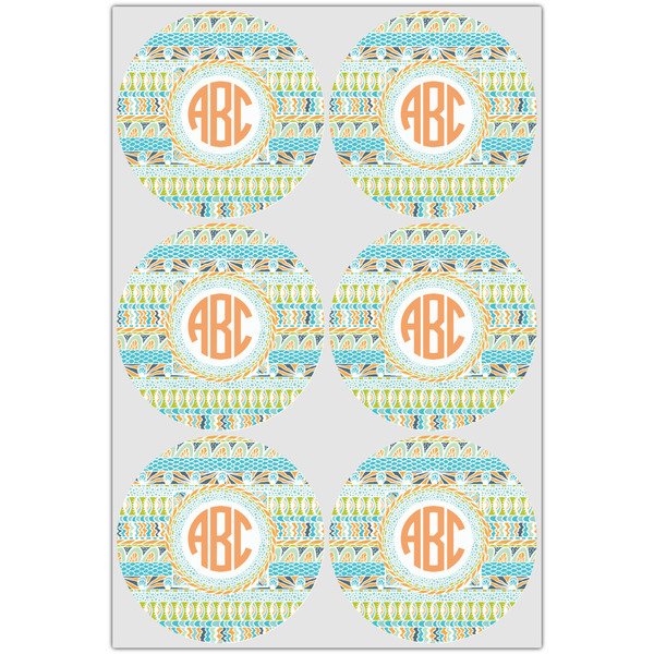 Teal Ribbons & Labels Drink Topper - Large - Set of 6