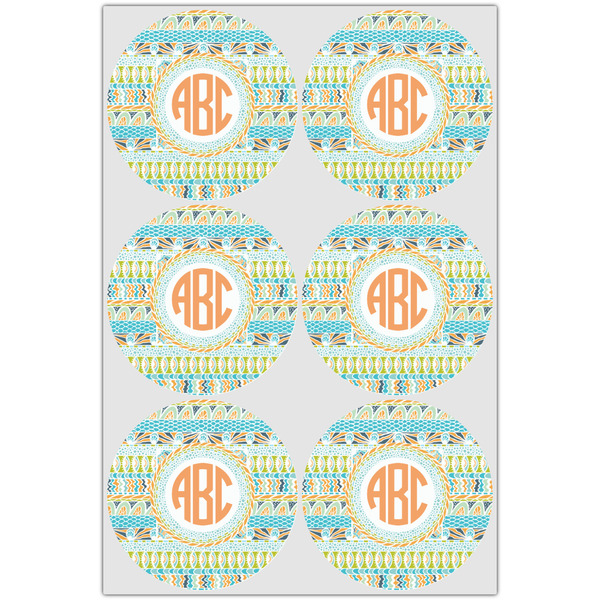 Teal Ribbons & Labels Drink Topper - XLarge - Set of 6