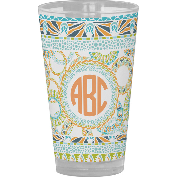 Custom Teal Ribbons & Labels Pint Glass - Full Color (Personalized)