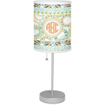 Teal Ribbons & Labels 7" Drum Lamp with Shade Linen (Personalized)