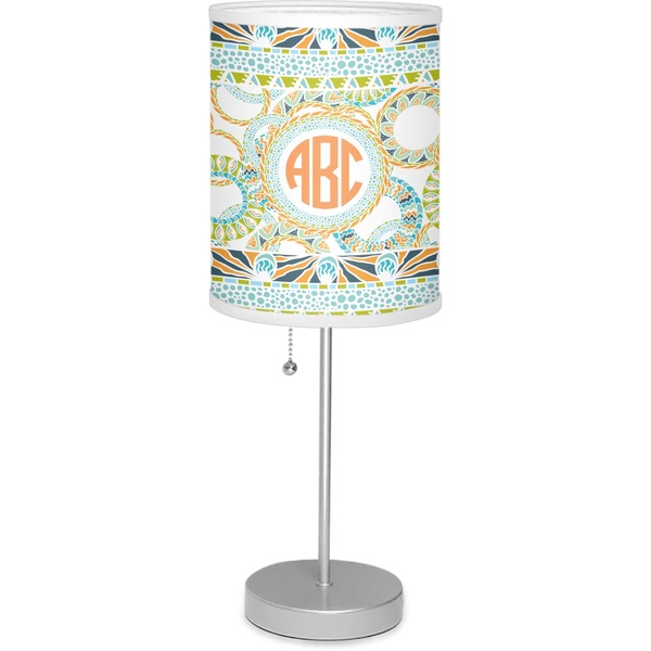 Custom Teal Ribbons & Labels 7" Drum Lamp with Shade (Personalized)