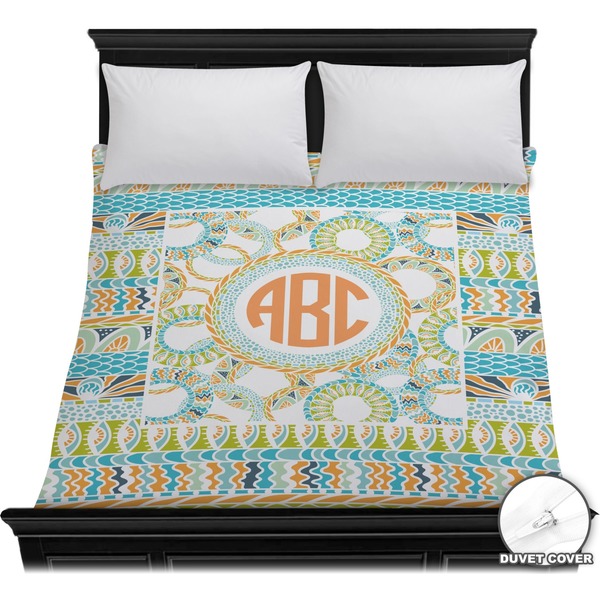 Custom Teal Ribbons & Labels Duvet Cover - Full / Queen (Personalized)
