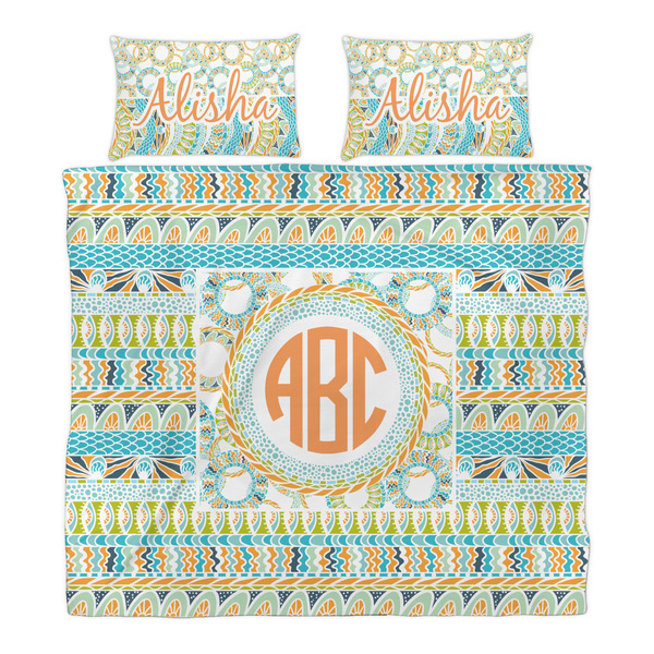 Teal Ribbons & Labels Duvet Cover Set - King - Alt Approval