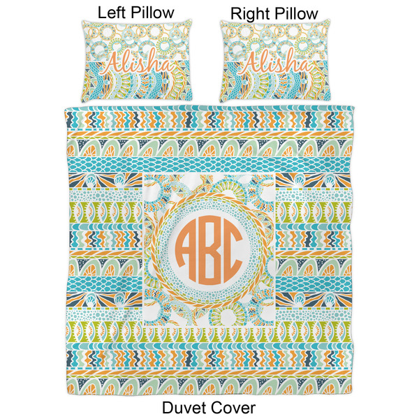 Teal Ribbons & Labels Duvet Cover Set - Queen - Approval