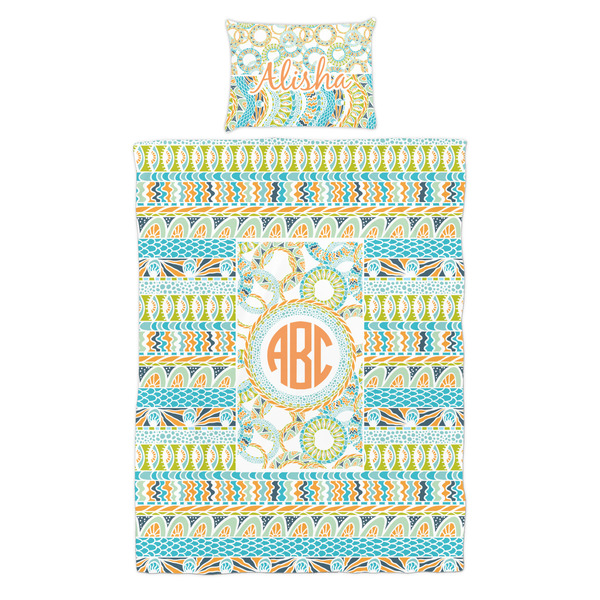 Teal Ribbons & Labels Duvet Cover Set - Twin - Alt Approval