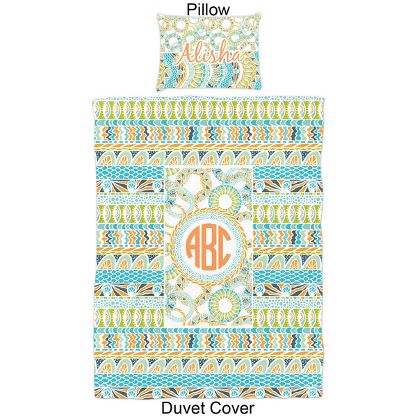 Teal Ribbons & Labels Duvet Cover Set - Twin - Approval