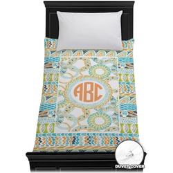 Teal Ribbons & Labels Duvet Cover - Twin (Personalized)