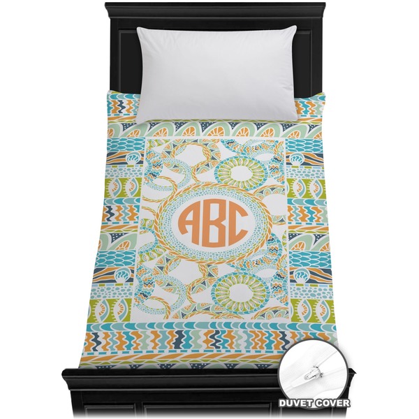 Custom Teal Ribbons & Labels Duvet Cover - Twin (Personalized)