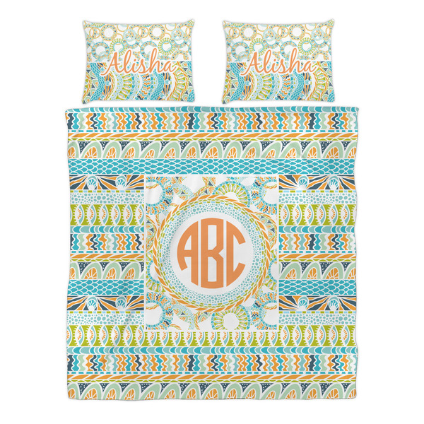 Teal Ribbons & Labels Duvet cover Set - Queen - Alt Approval