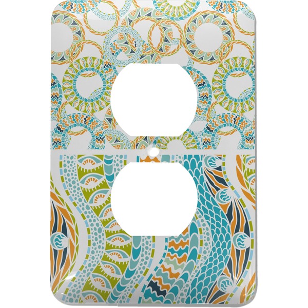 Custom Teal Ribbons & Labels Electric Outlet Plate