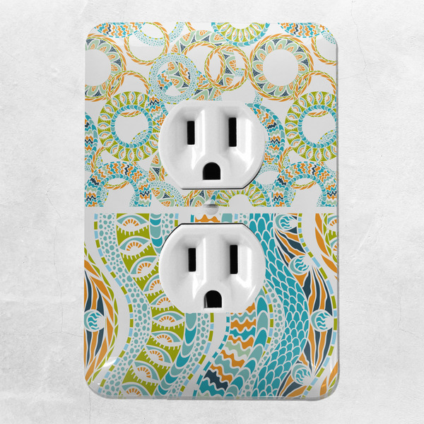 Teal Ribbons & Labels Electric Outlet Plate - LIFESTYLE