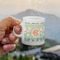 Teal Ribbons & Labels Espresso Cup - 3oz LIFESTYLE (new hand)